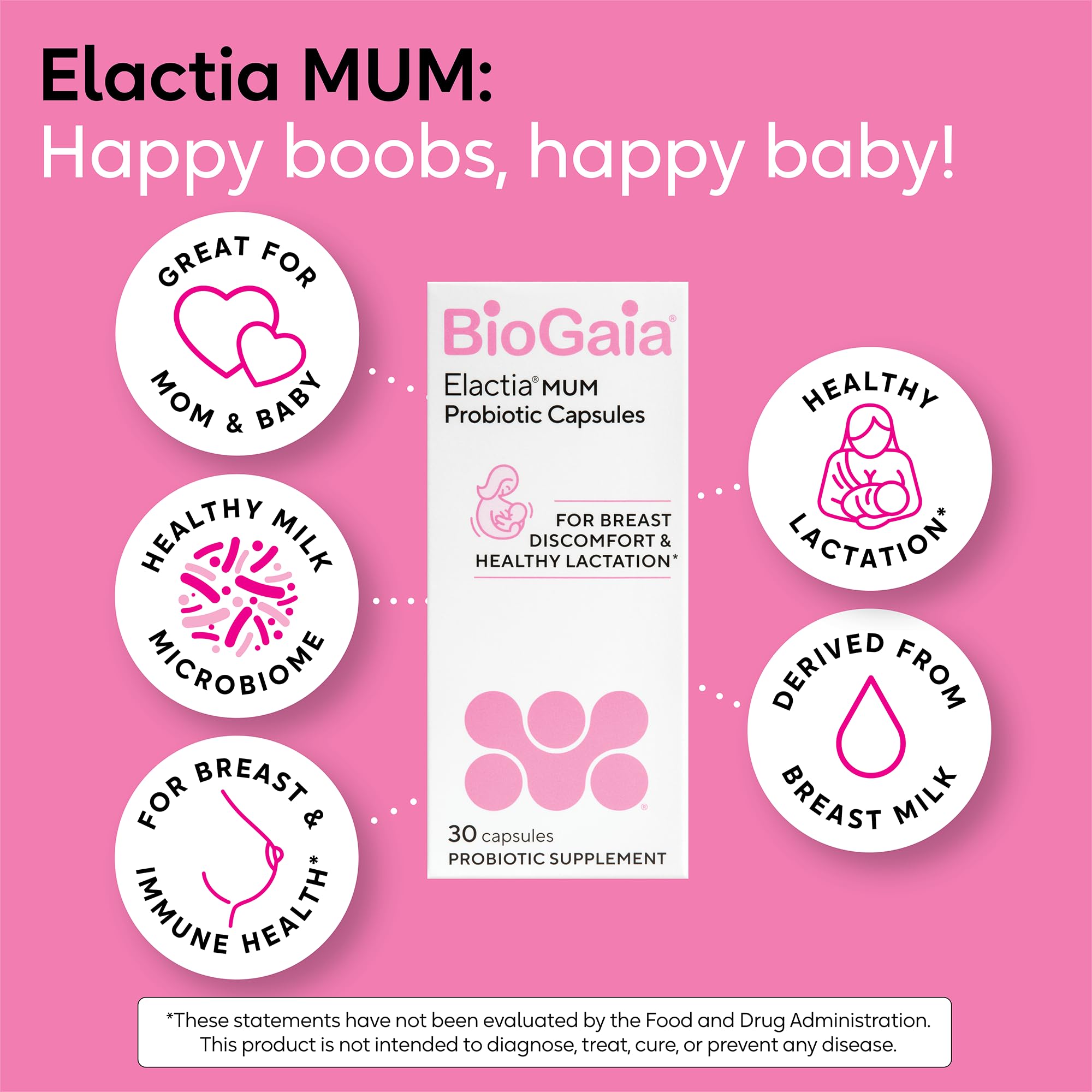 BioGaia Elactia Breastfeeding Probiotic | Lactation Supplements | Newborn Essentials and Probiotics for Both Mom & Baby | Daily Supplement for Healthy Lactation | 30 Count | Breastfeed Happy — Amazon image 5