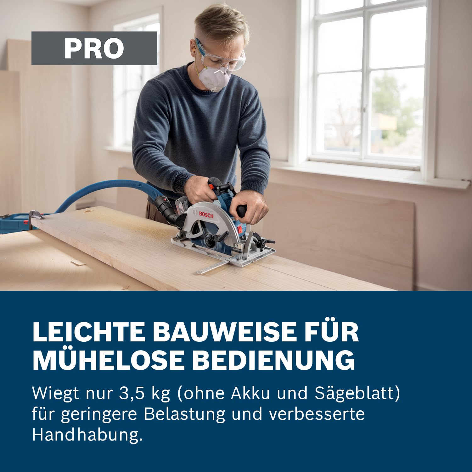 Bosch PRO 18V System Akku-Kreissäge GKS18V-68-2 (inkl. Gehrungsanschlag, Sägeblatt, L-BOXX 238)