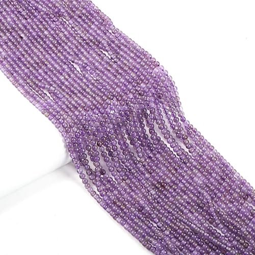 Cuentas redondas de amatista natural para hacer joyas, pulseras, collares (0.079 pulgadas), 2 hebras