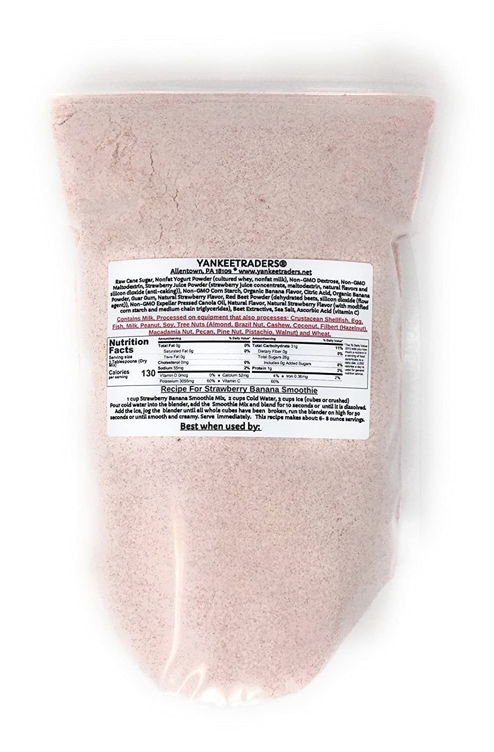 YANKEETRADERS Smoothie Drink Mix, Strawberry Banana, 5, 20 Oz. Packs (6.25 Pound)