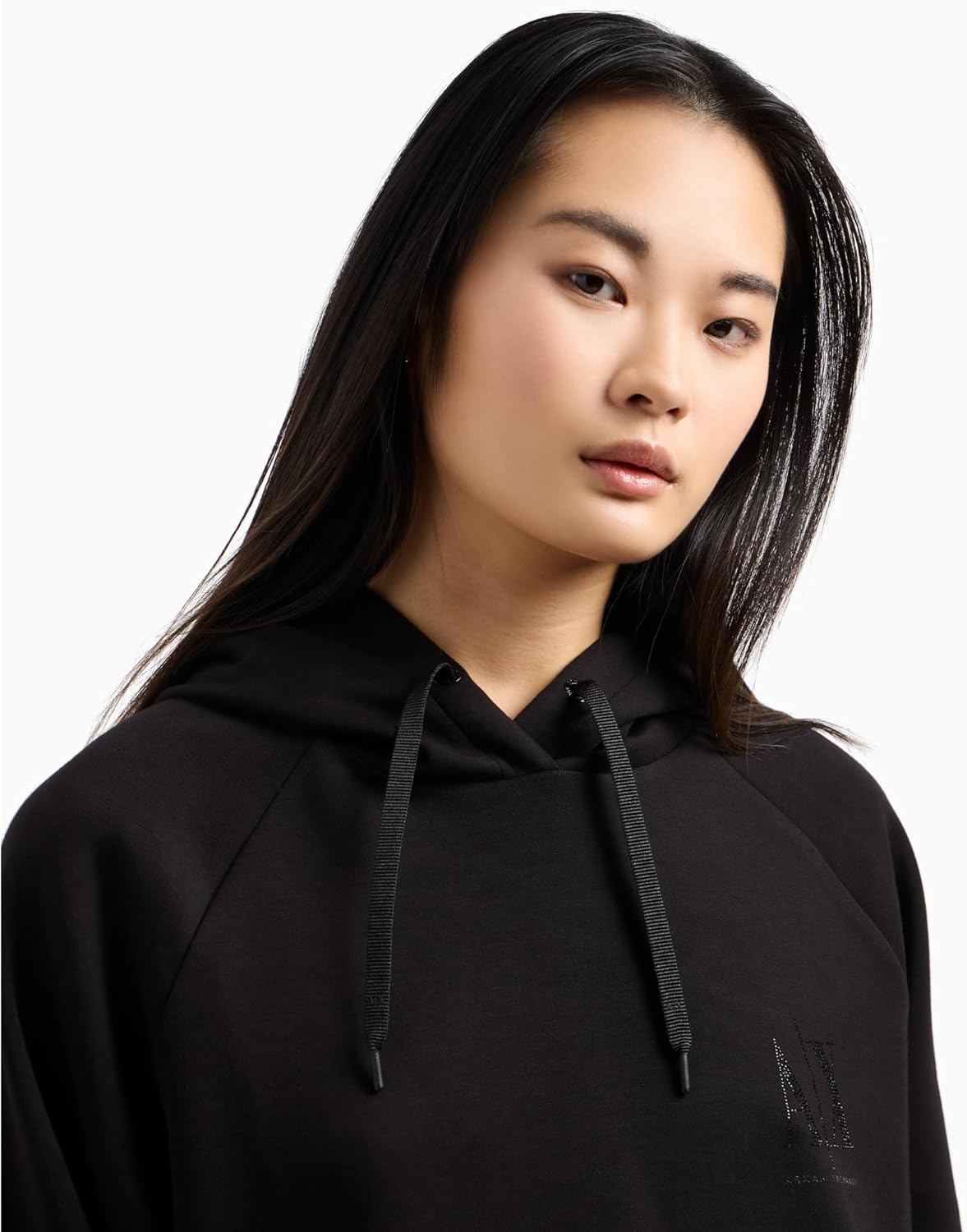 Armani Exchange womens Icon Logo Studs Hoodie - Image 3