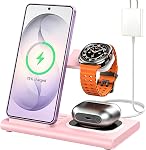 3 in 1 Wireless Charging Station for Samsung, 15W Wireless Charging Stand for Galaxy S26 Ultra/S25/S24/S23/S22/Note20 Z Fold Flip7 Galaxy Watch 8/7/6/5/4/3 Active 2/1, Galaxy Buds 2/Pro/Live