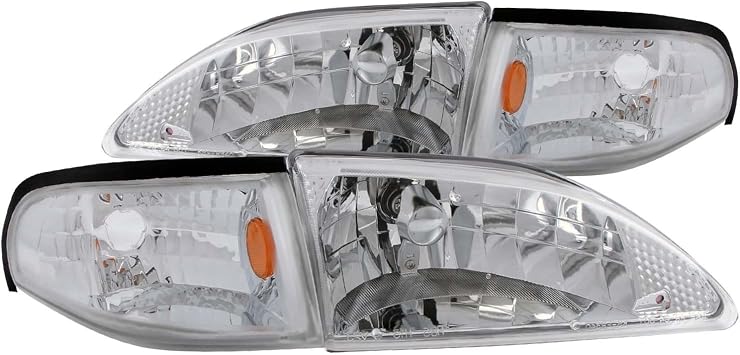 Anzo USA 121262 Ford Mustang Crystal Clear w/Amber Reflectors Headlight Assembly - Sold in Pairs