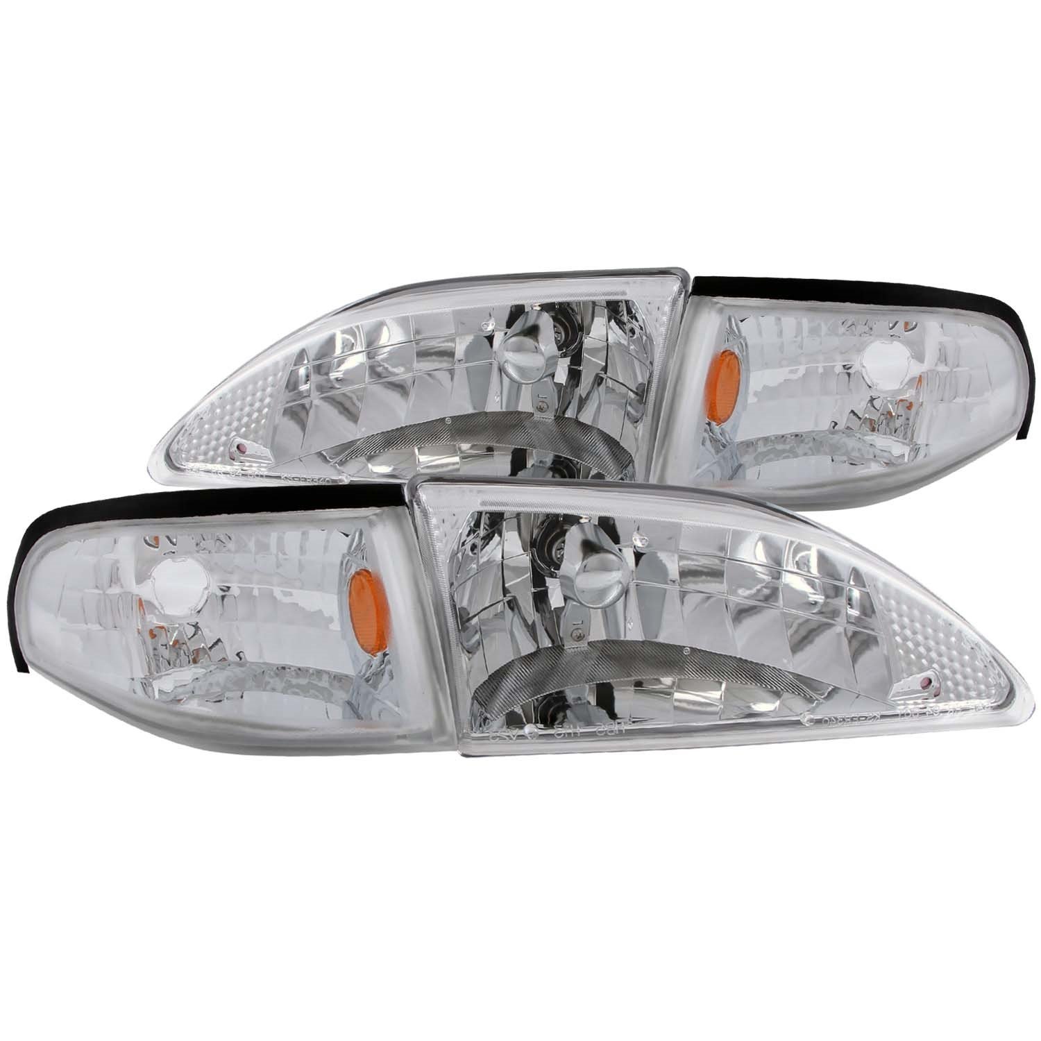 ANZO USA121262 Ford Mustang Crystal Clear w/Amber Reflectors Headlight Assembly - (Sold in Pairs)
