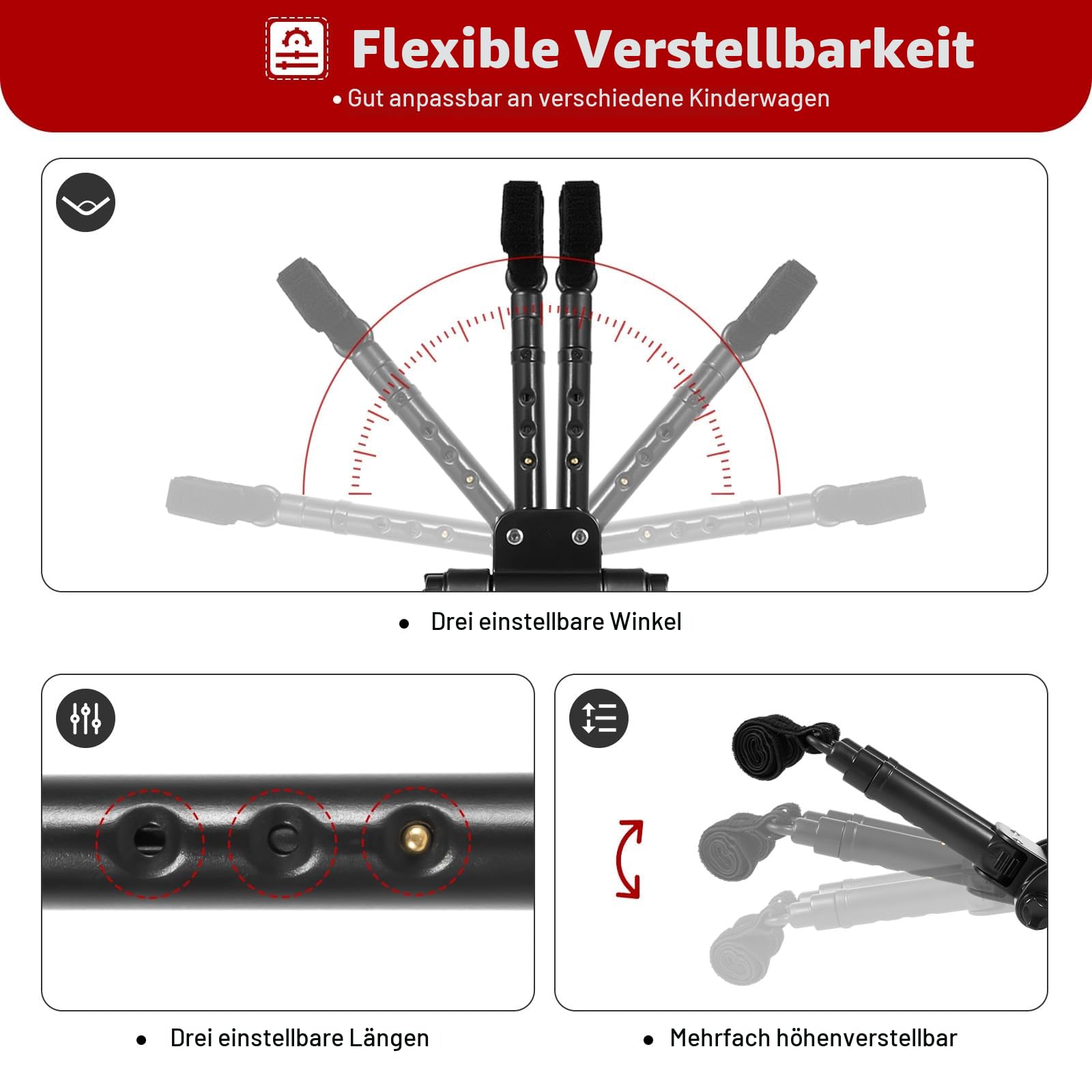Buggy Board mit Sitz, universelles Trittbrett für Kinderwagen mit 360°-Zweirad-Design, belastbar bis 25 kg, Mitfahrbrett universal passend für alle Kinderwagen