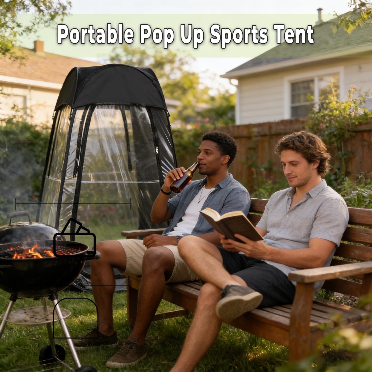 Portable Pop Up Sports Tent for 1 Person - 10 Second Instant Shelter with Clear View, Wind & Rain Protection for Outdoor Games, Fishing, Camping, Lightweight & Easy Carry