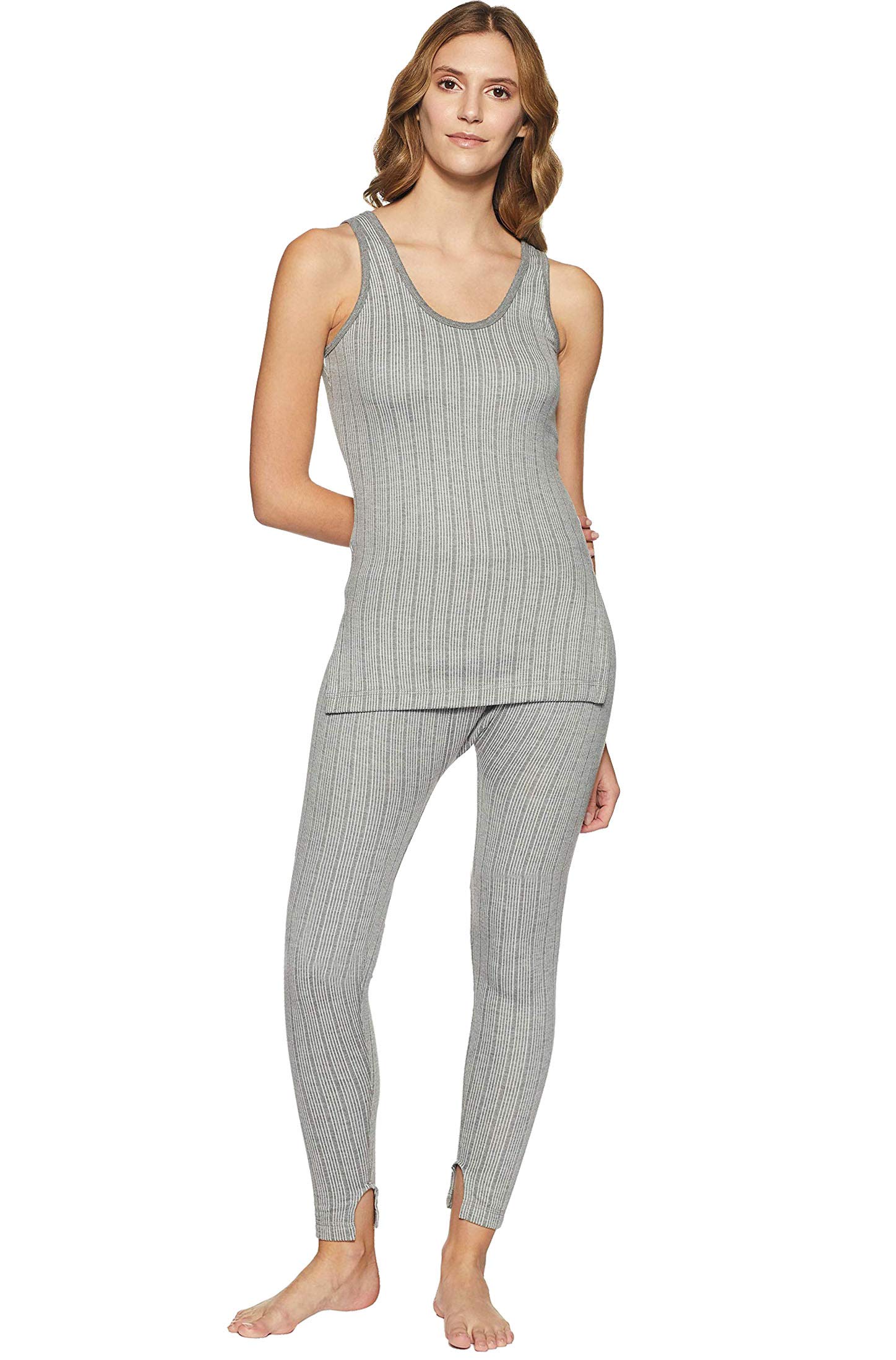Round Neck Sleeveless Grey Camisole Upper and Lower Thermal Set for Women - Pack of 1 (#DS-UpprLwrSet-100cm)-image-13