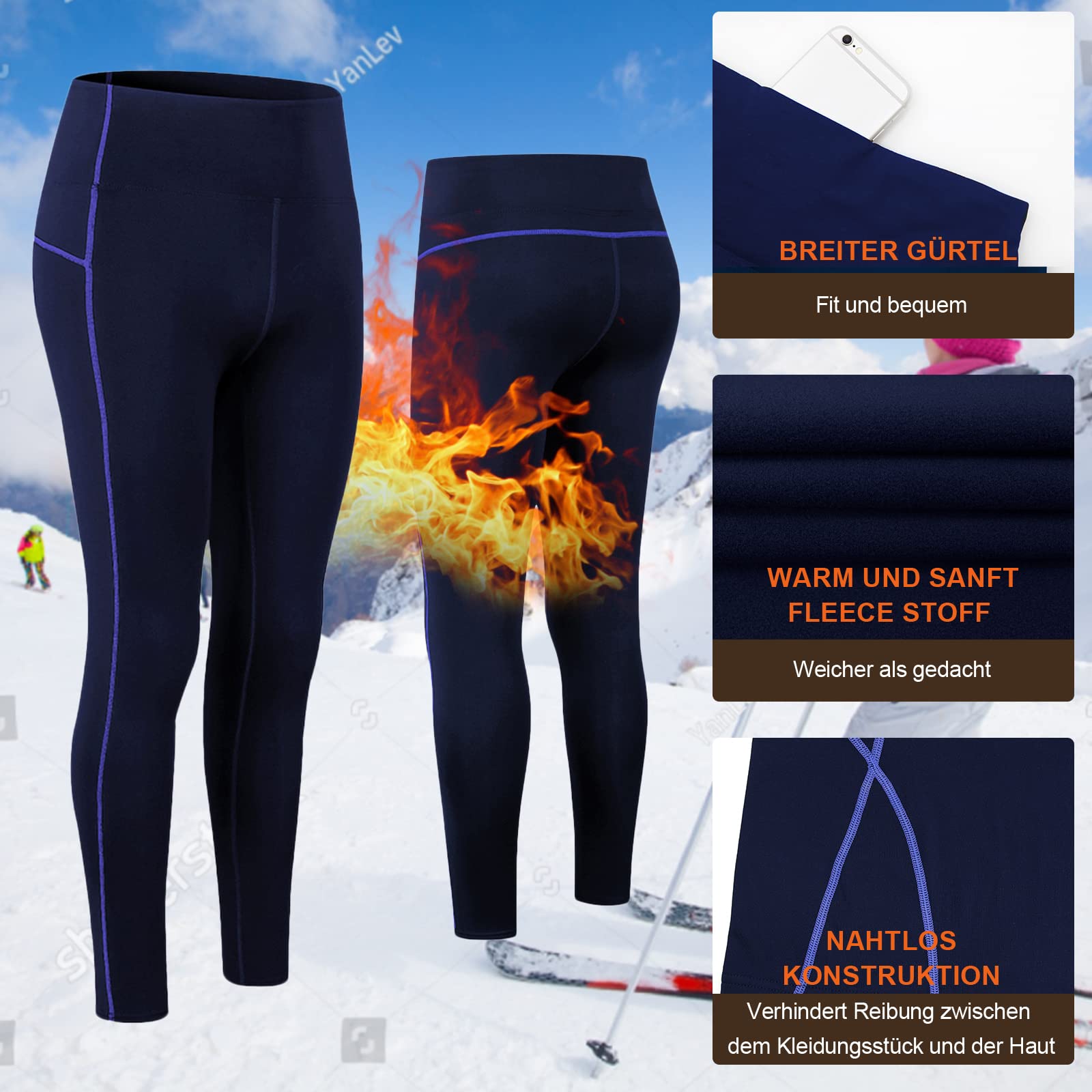 TBoonor Biancheria Intima Termica da Donna con Collo Alto, Antivento, Set di Biancheria Intima Termica, Biancheria Intima da Sci, Traspirante, Flessibile, Termica