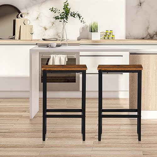 Miniatura 3 de ZenStyle Taburetes de bar, taburetes de cocina con reposapiés, taburete de comedor de altura de mostrador, sillas de bar industriales rectangulares