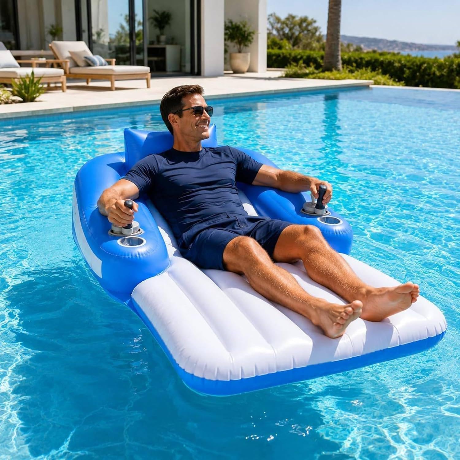 Flotador Motorizado Piscina Adultos 360° Doble Motor Joystick Recargable B