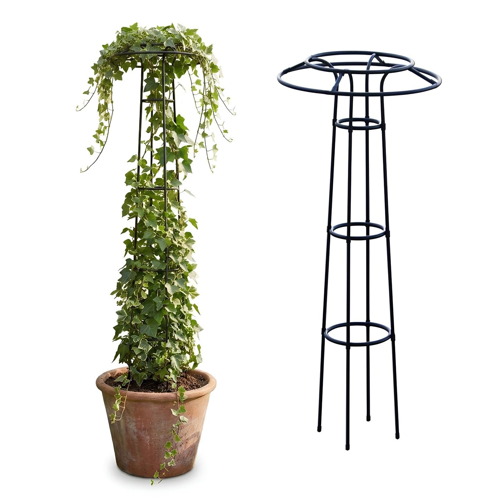 Trellis para Plantas Exterior, Soporte Desmontable Decorativo Robusto para Plantas Trepadoras, Estructura Tipo Jaula de Sombrilla para Flores Enredadera(Black,145cm/4.8ft)
