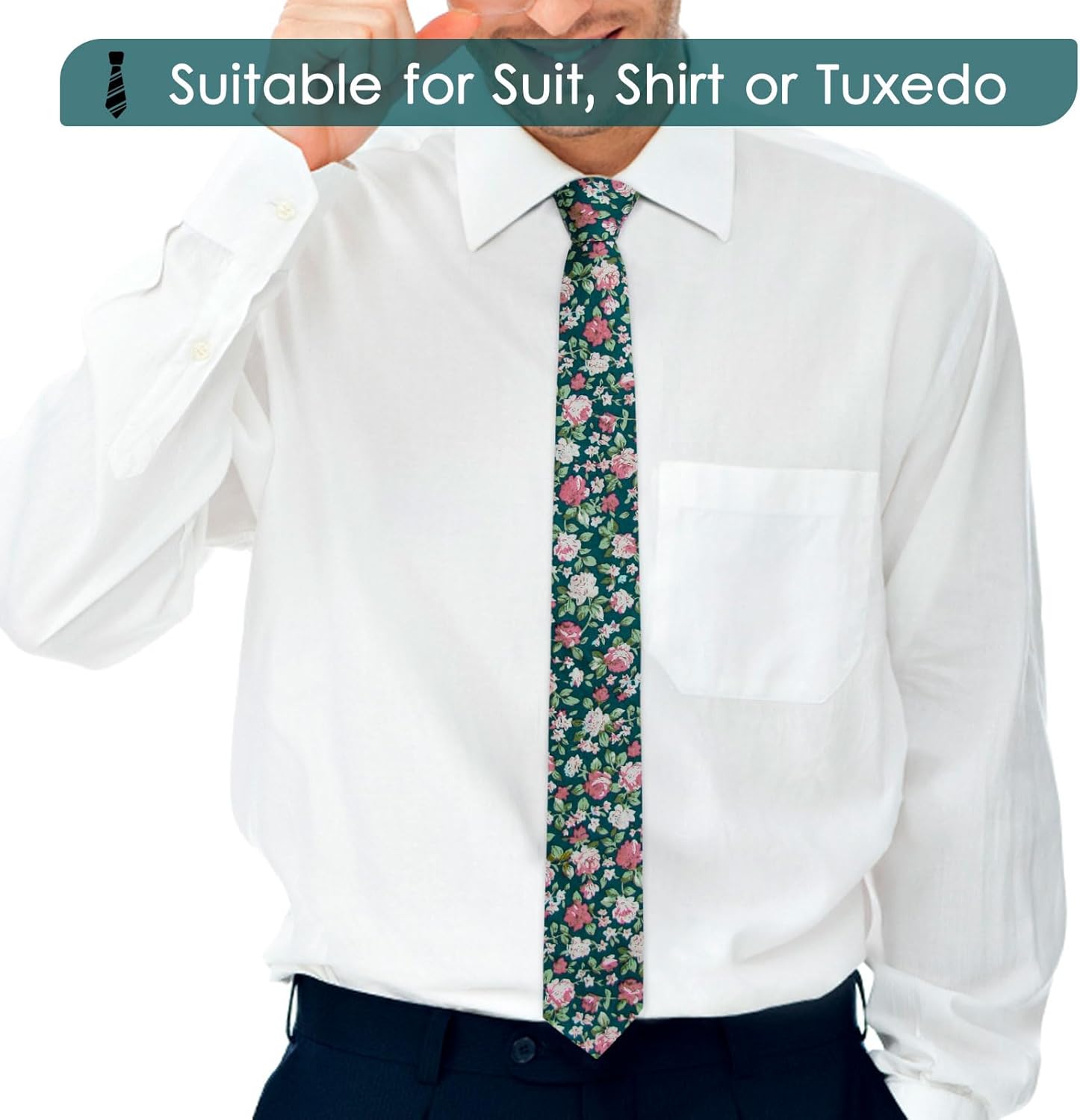 Mantieqingway Mens Tie Cotton Necktie Skinny Ties for Men for Wedding, Business, Missions, Party - Image 2