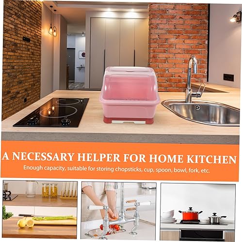 Miniatura 9 de Luxshiny Escurridor de vajilla con tapa de cocina, escurridor de platos, organizador de cubiertos, soporte para palillos, escurridor de platos