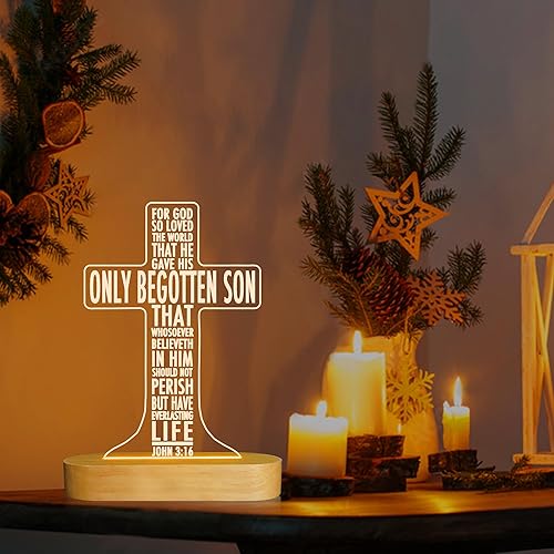 Miniatura 3 de Lampeez Regalo de bautismo para niños, luz nocturna de madera, lámpara novedosa de madera, decoración de ilusión, alimentación USB, decoración de