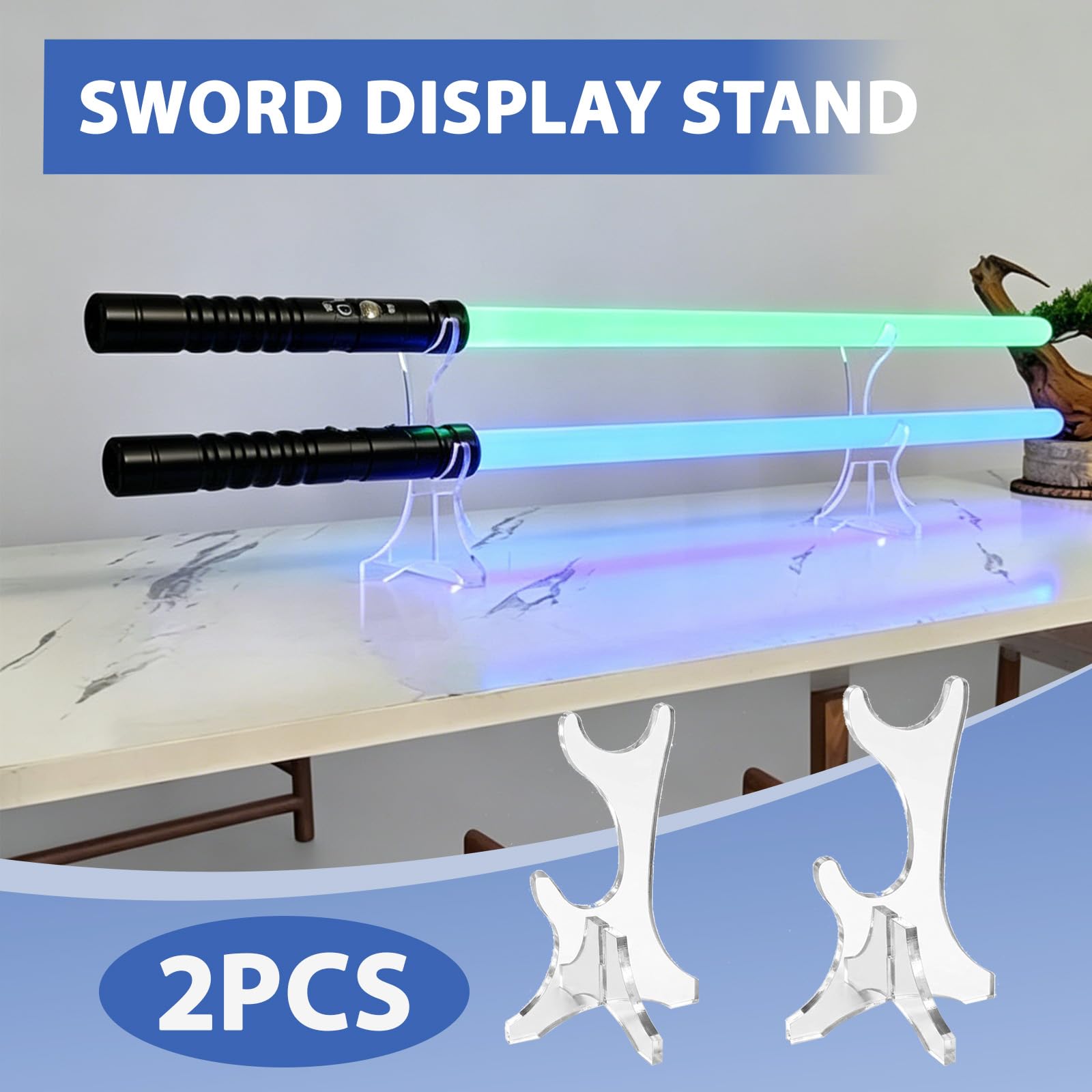 Porta Katana, Acrilico Supporto Regolabile a Doppio Strato per Spada Laser, Supporto Multifunzionale per Bastoni, Spade da Samurai e Torce, Trasparente