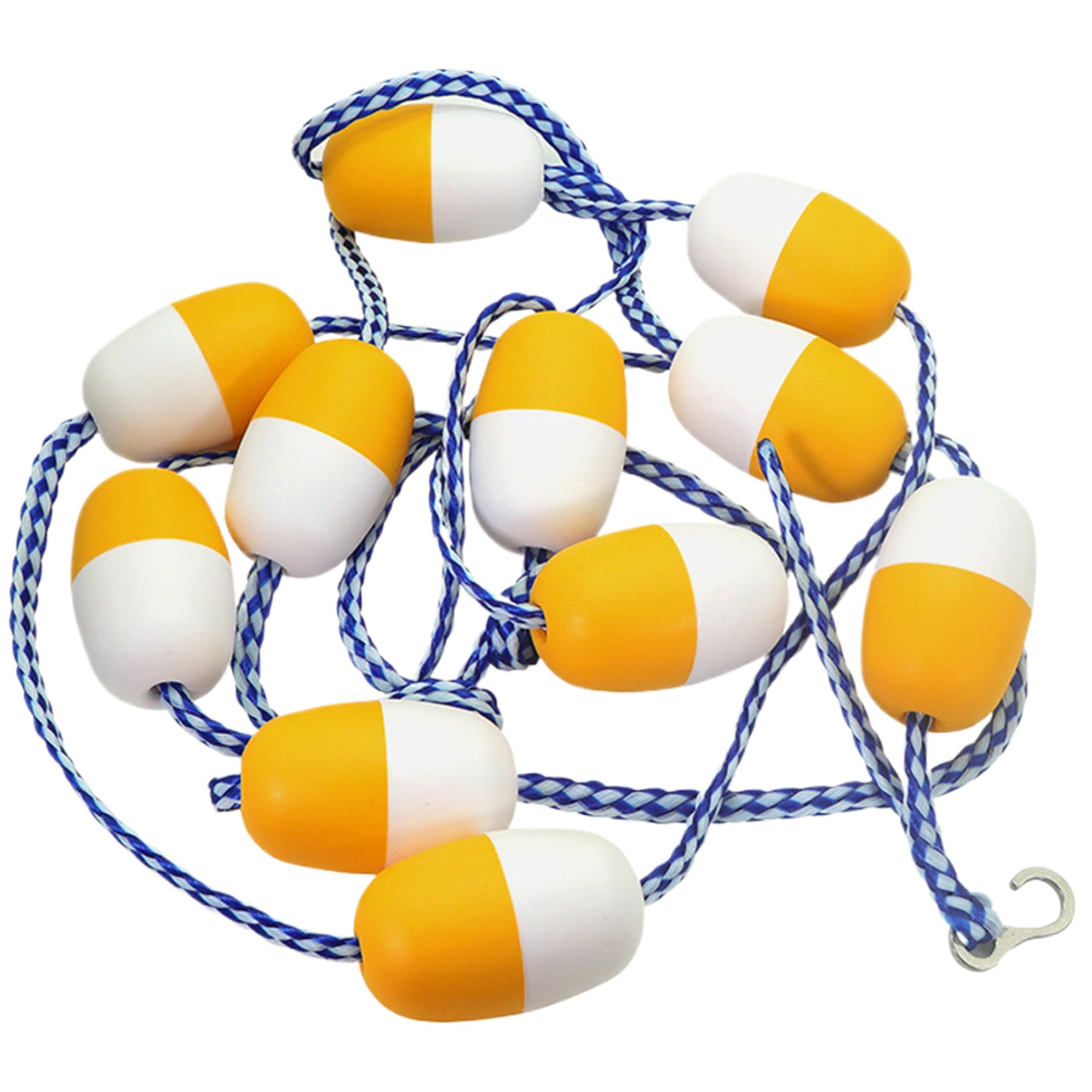 Poolseilschwimmer, um Pool 16 Fuß Poolseile mit 11 Schwimmer und 2 Haken sichtbare gelbe weiße Pool -Sicherheitspool -Trennseilseile zu trennen, um den Pool zu teilen
