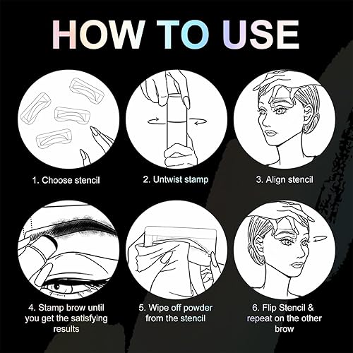 Miniatura 7 de Kit de plantillas para cejas, kit de plantillas para cejas con rubor de cejas, kit de moldeo de cejas de larga duración, impermeable y a prueba de