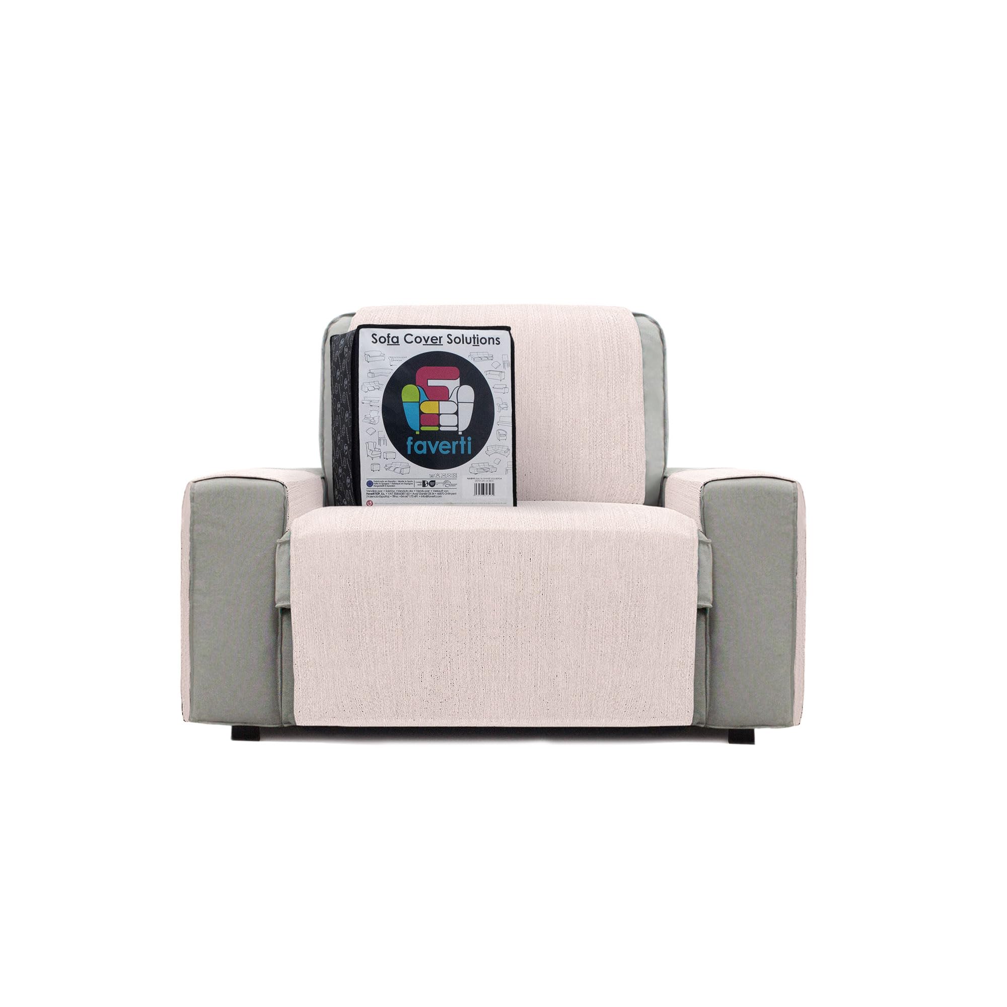FAVERTI Cubre Sillón 1 Plaza o sillón Relax | Protector súper Fresco y Resistente para Mascotas, Hecho en españa con Material Reciclado | Modelo Daimus | Protector sillón Natural