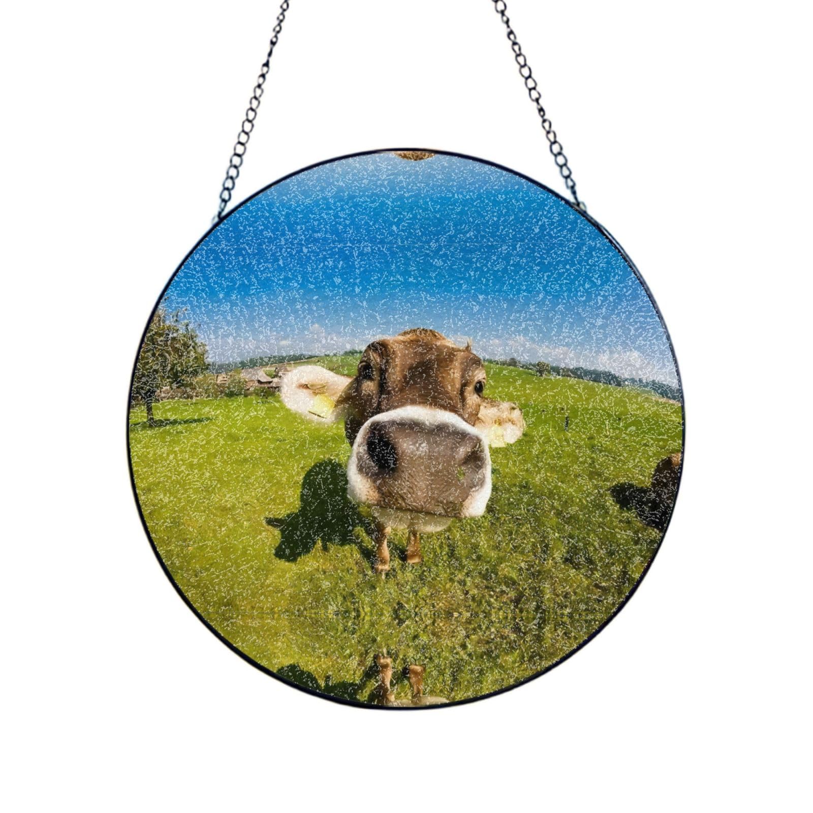 Phayah Wallpaper Desktop Cow Print Glass Window Hanging Sun Catchers Suncatcher Decor For Birthday For Home Garden Porch 4in（10cm）