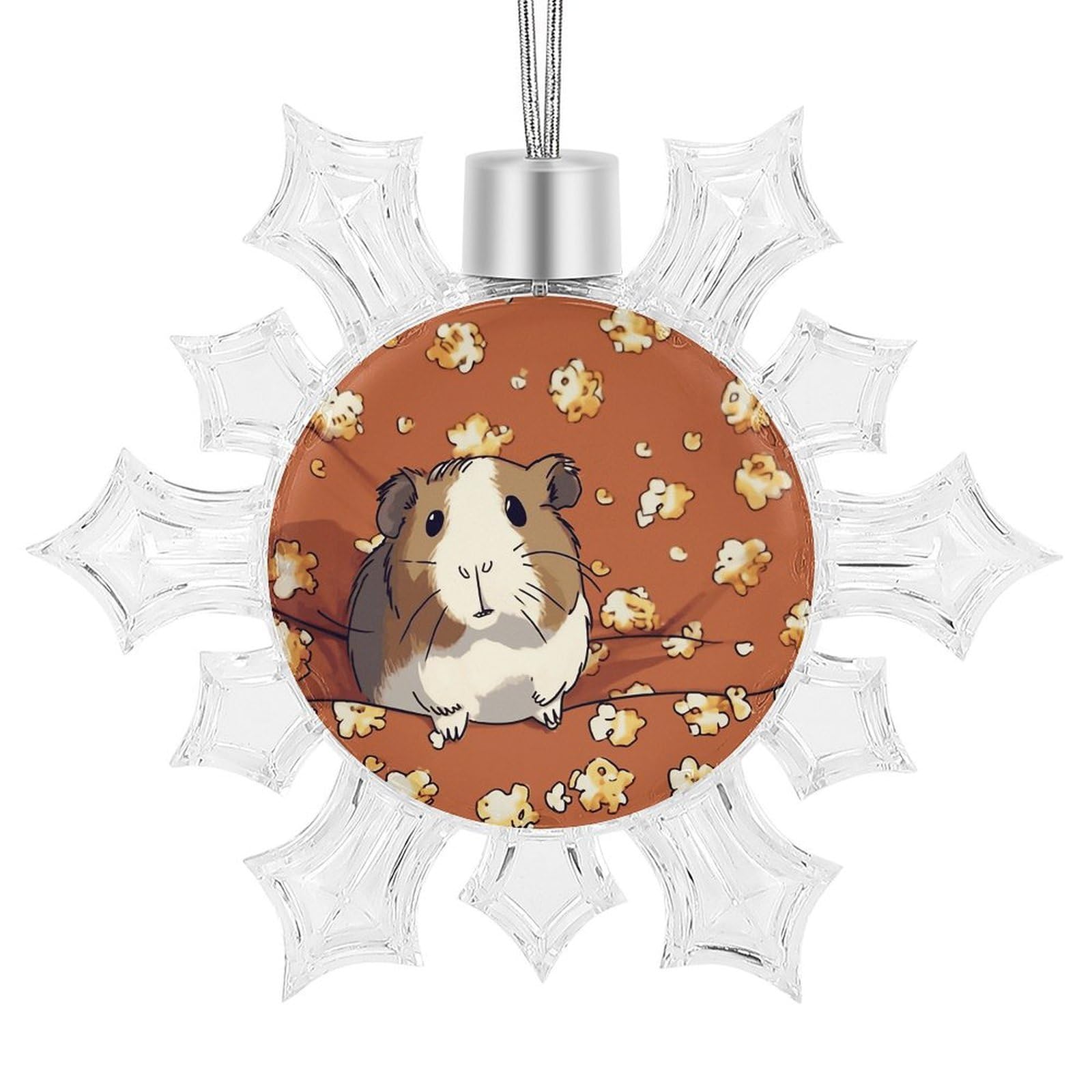 Guinea Pig and Popcorn Snowflake Decorations,Christmas Decorations，Christmas Indoor Winter Wonderland Decor，Hanging Ornaments for Xmas Tree Winter New Year Party Supplies