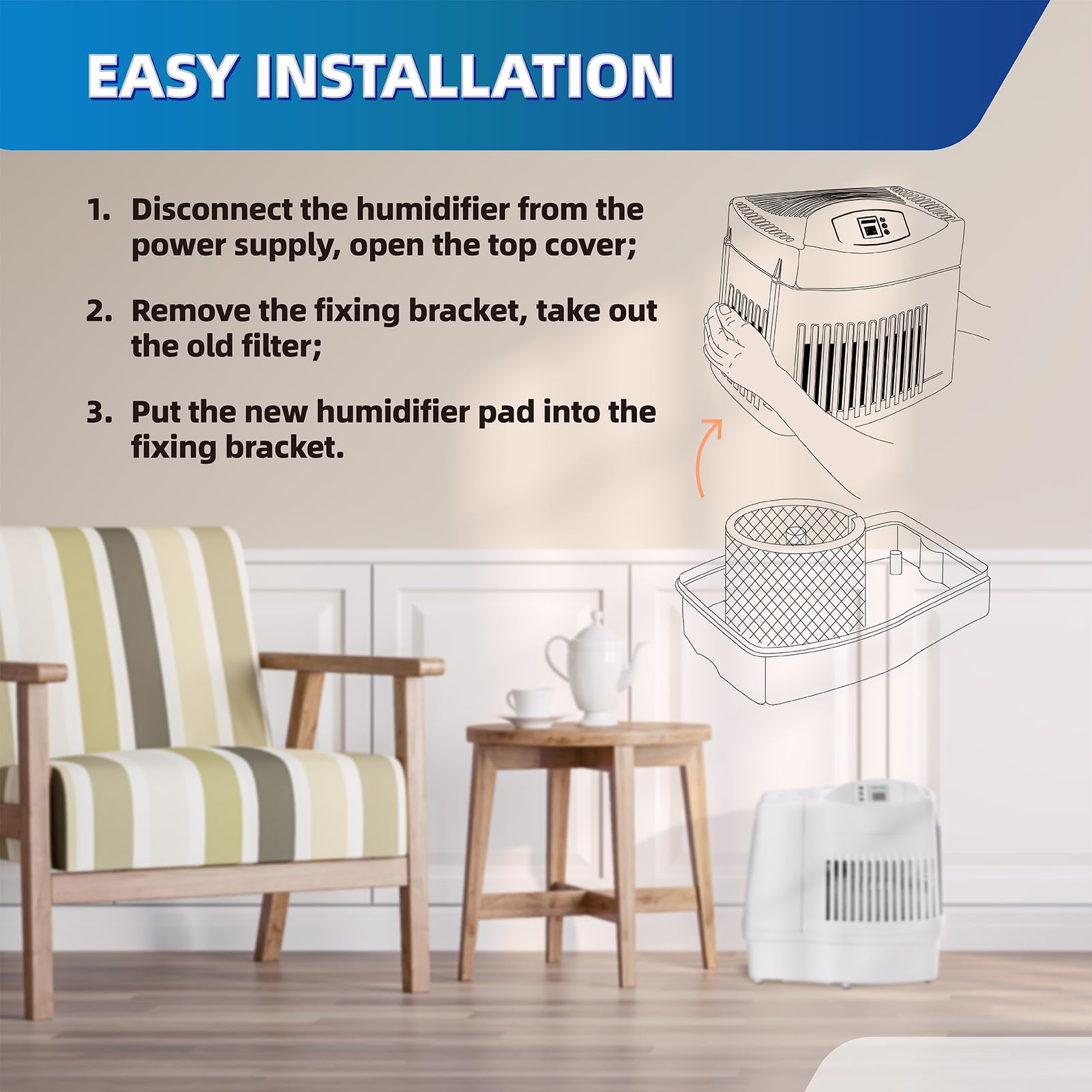 Compatible Moistair MA-1201 / MA1201 Wick Humidifier Filter – 1 Pack