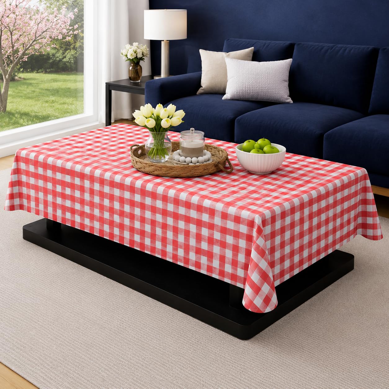 Waterproof Printed Table Cloth for Center & Dining Table | Soft Durable Fabric | Decorative Table Cover | 2-4 Seater | 40x60 Inch Red Checks-image-14