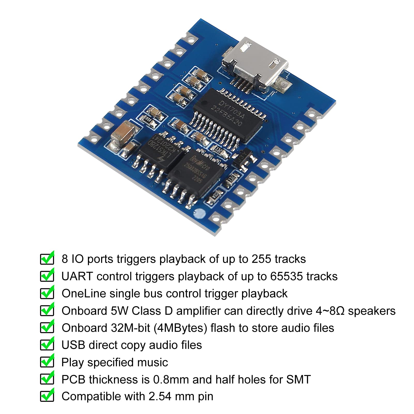 Amazon.com: 2pcs DY-SV17F Audio Module Mini MP3 Player IO Trigger