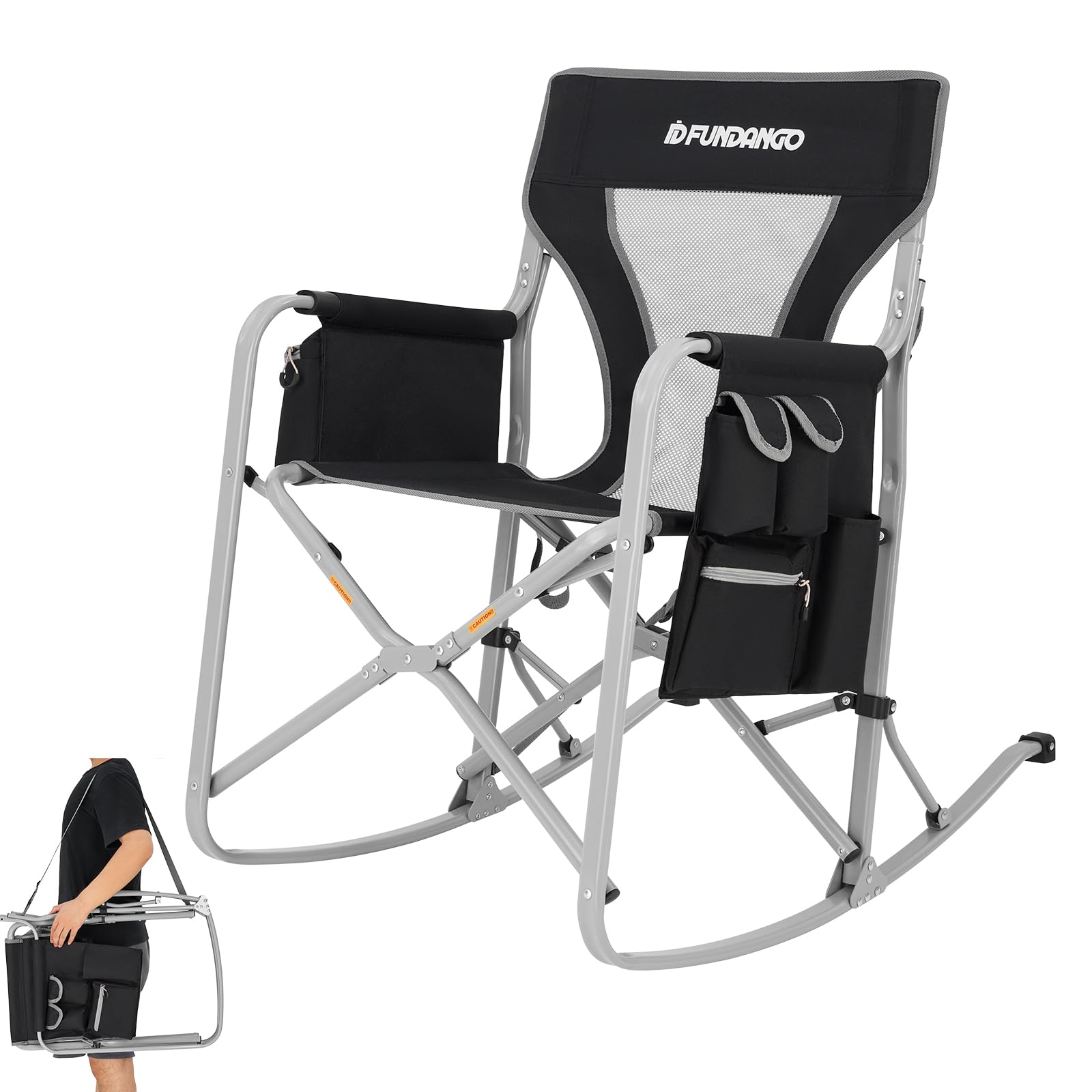 Swonder Sedia A Dondolo Da Campeggio Oversize Con Cuscino 2 In 1 Rimovibile (estate/inverno), Tessuto Textilene, Porta Bicchiere E Borsa - 5
