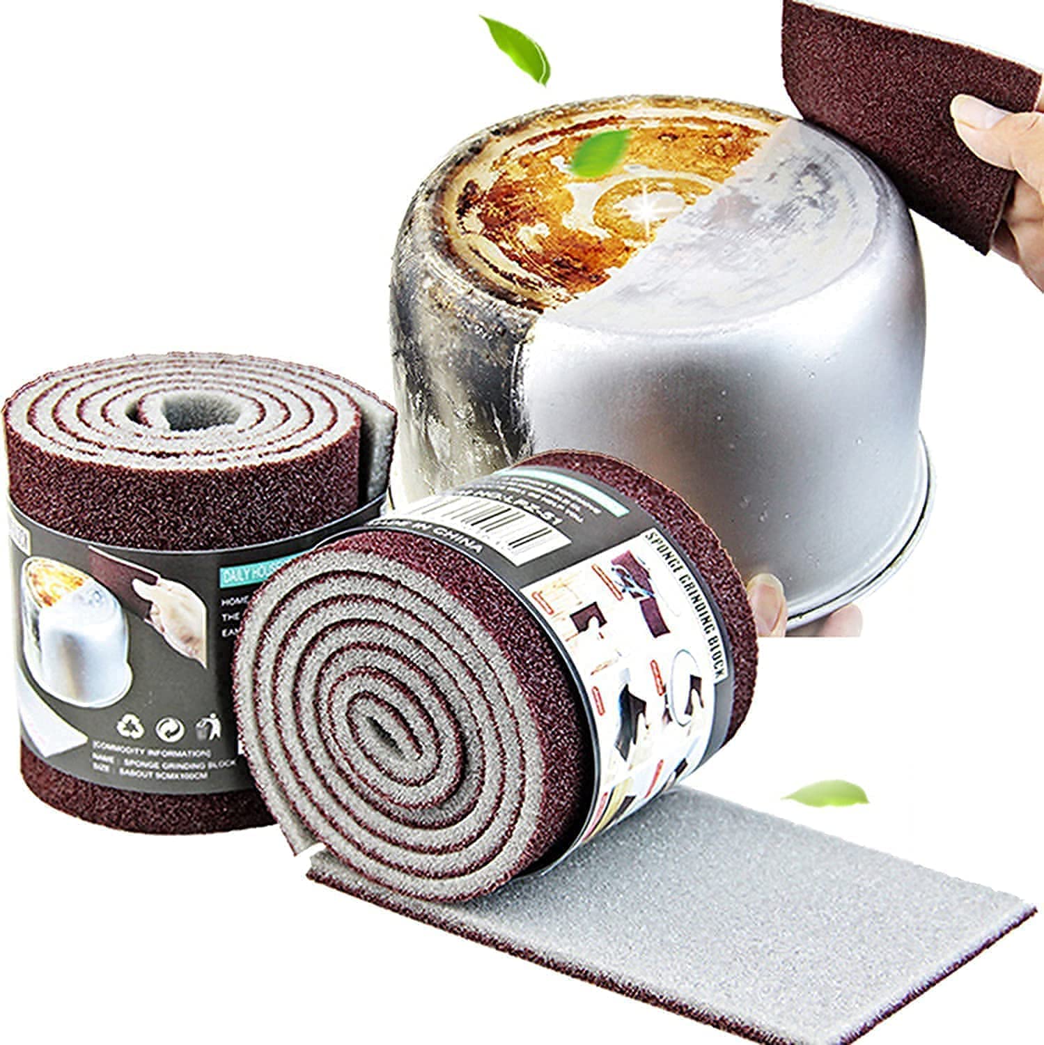 Magic Cleaning Sponge Roll | Scratch Proof Kitchen Utensil Scrubber Roll | Dish Cleaning Sponge, Scrubber Pantry, Dishwashing, Bathroom, Floor, Kitchen (100cm, Brown) (Pack of_1)-image-34