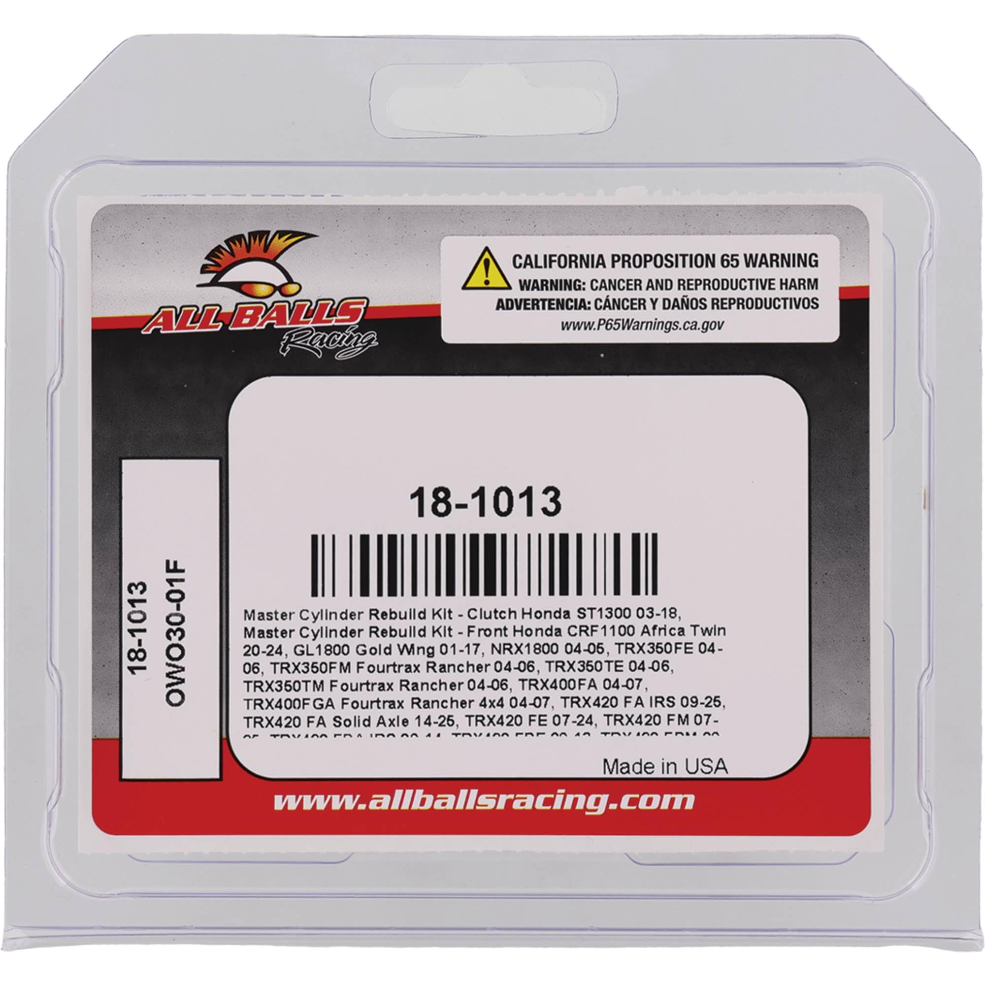 ALL BALLS 18-1013 KIT REVISIONE POMPA FRENO/MASTER CYLINDER REBUILD KIT