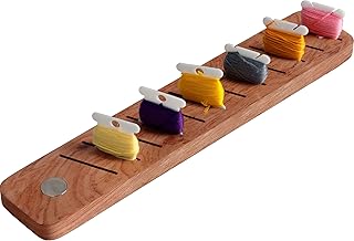 Savina Hardwood Bobbin Rack Organizer, 12-Slot Magnetic Spool Holder for Embroidery Floss, Sewing Thread Boards, Cross Stitch Storage (Wooden Thread Organizer ONLY)