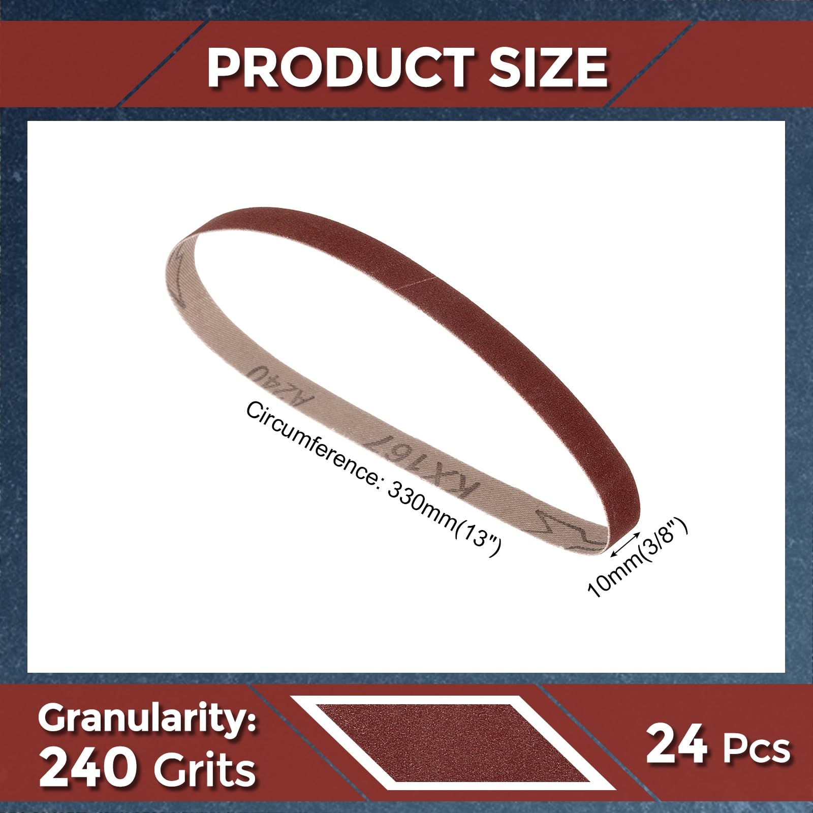 Kozelo 24 Pcs Sanding Belts 10mm x 330mm 240 Grit Aluminum Oxide Abrasive Sandpaper for Belt Sander Metal Grinding Wood Working Weld Rust Removal - Image 2