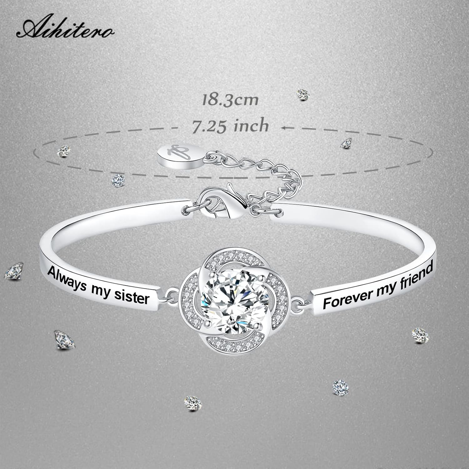 Valentines Day ‘Badass Sister’ Gifts, ‘Always My Sister Forever My Friend’ Bangle Bracelet, ‘Not Sisters by Blood But Sisters by Heart’ Women Jewelry, Xmas Birthday Presents from Brother BFF - Image 2