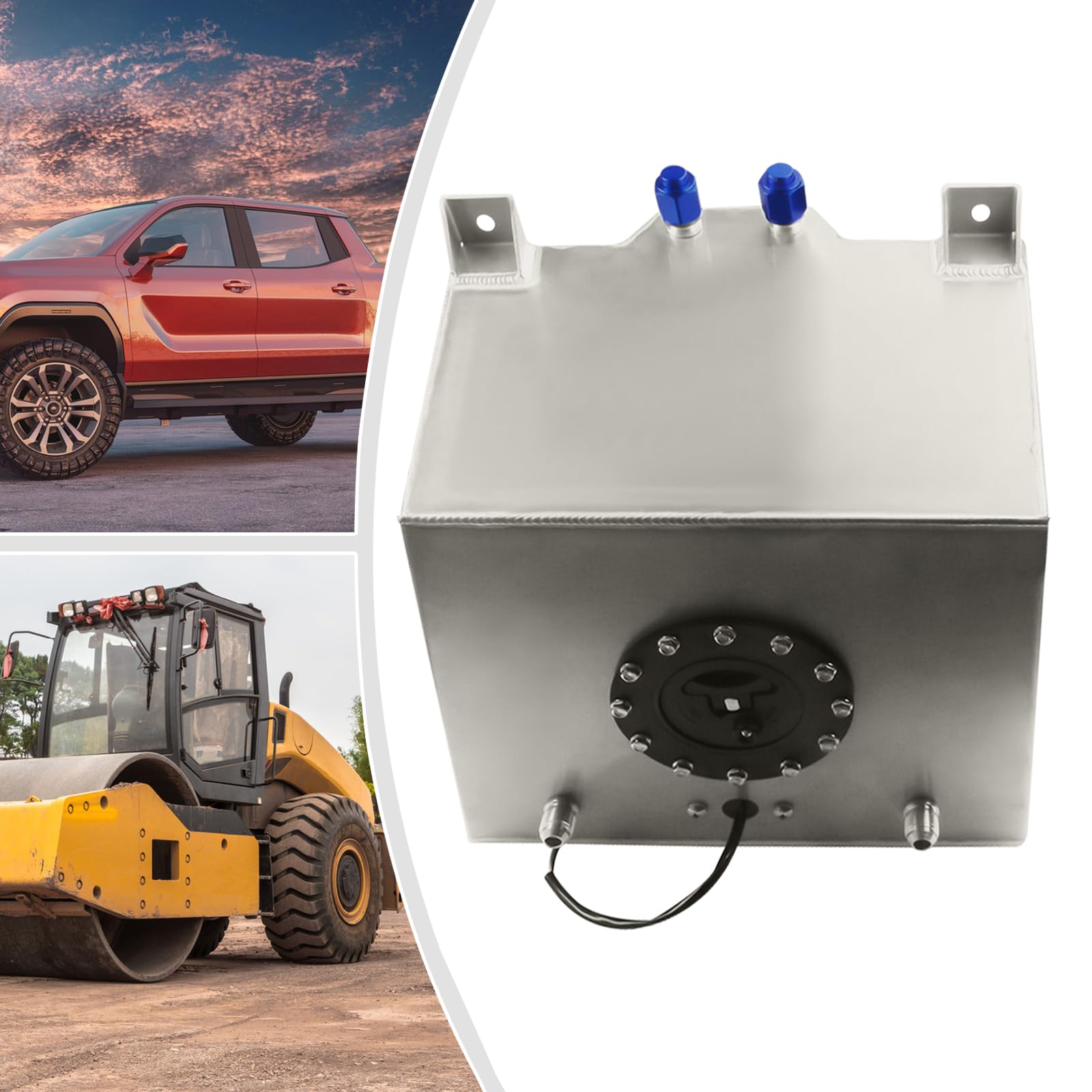 20L Kraftstofftank Aluminium, 5 Gallonen Treibstofftank, Kraftstofftank mit Ölstandsensor, Kunststoffdeckel Motorsport Benzintank, für Lastwagen, Geländefahrzeuge