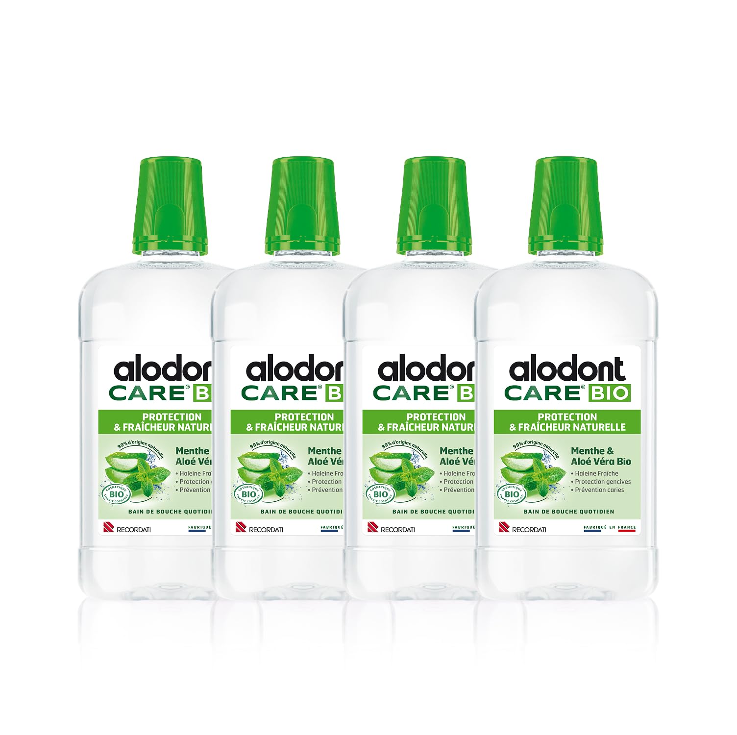 ALODONT CARE ORGANIC | Collutorio Naturale | Protegge le Gengive | Rinfresca l'Alito | Menta Piperita e Aloe Vera Biologica | Dai 6 anni in su | Confezione da 4 x 500 ml