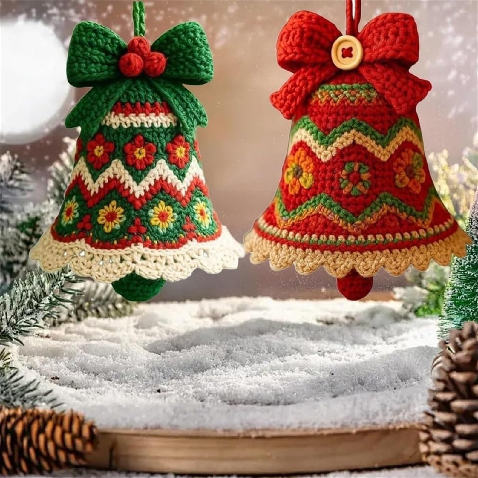 DIY Häkelset Weihnachtsglocke, komplettes Anfänger-Bastelset mit Garn und Anleitung (evtl. nicht in deutscher Sprache), für Bastelliebhaber, Weihnachtsgeschenk (5 Stück)