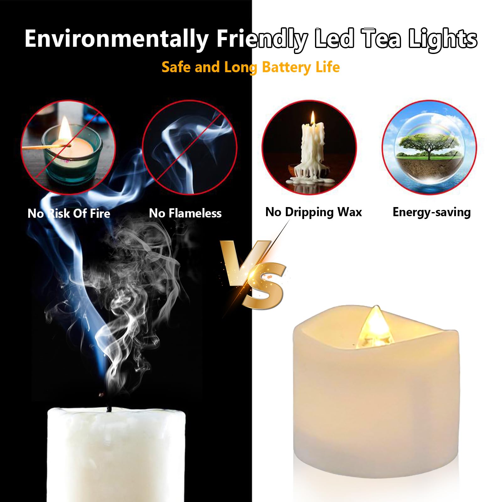 30 Candele LED A Batteria Con Fiamma Oscillante - Luce Bianca Calda, Senza Fiamma, Per Decorazioni - Foto 7