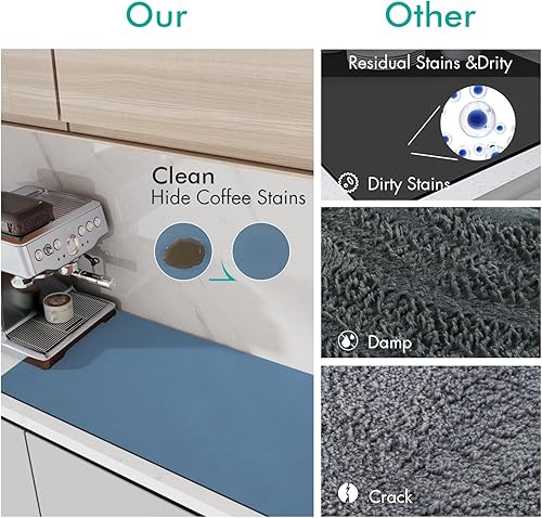 Miniatura 6 de Tapete de secado de platos para encimera de cocina, almohadilla de secado de platos con parte trasera de goma antideslizante, antimanchas