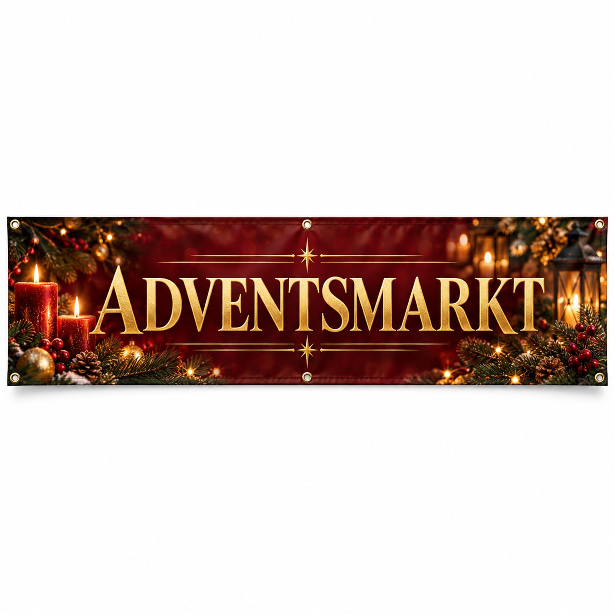 Adventsmarkt - Werbeplane 300x100 cm - 510 g PVC Banner Plane für Innen und Außen - wetterfest für Außenwerbung Innenbereich Geschäft Marktstand Veranstaltung Gastronomie