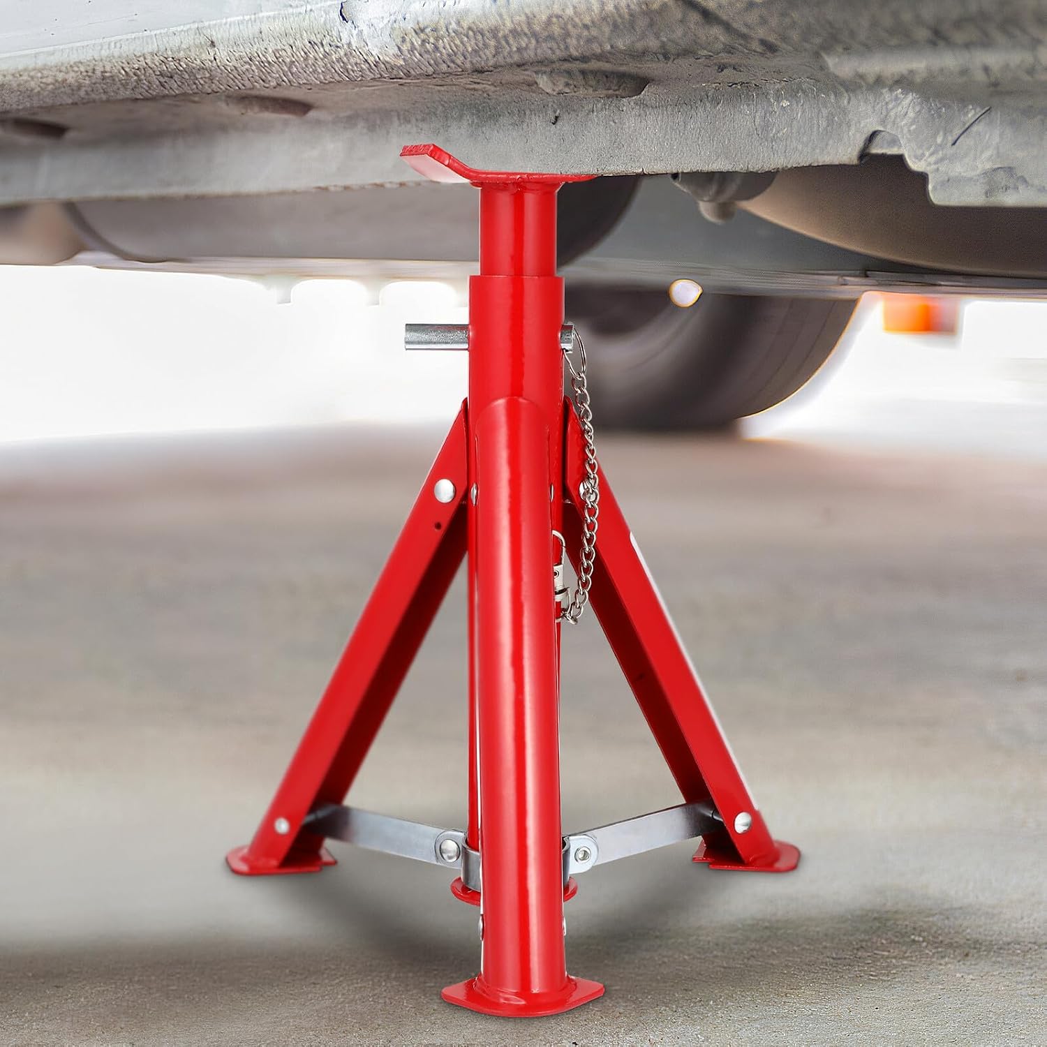 Sosoport 2pcs Heavy Duty Adjustable Car Jack Stands Capacity Folding Repair Supports for SUV Truck Auto Maintenance Telescopic Vehicle Lifting Tools
