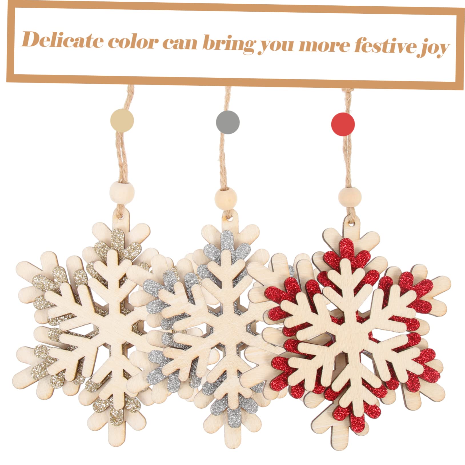 PRETYZOOM 3 Set Albero Di Natale in Legno Neve Decorazioni Fiocco Di Neve Albero Natale Christmas Tree Ornamento Di Natale Decorazione Da Appendere All'albero Di Natale Di Legno 6 Pezzi*3