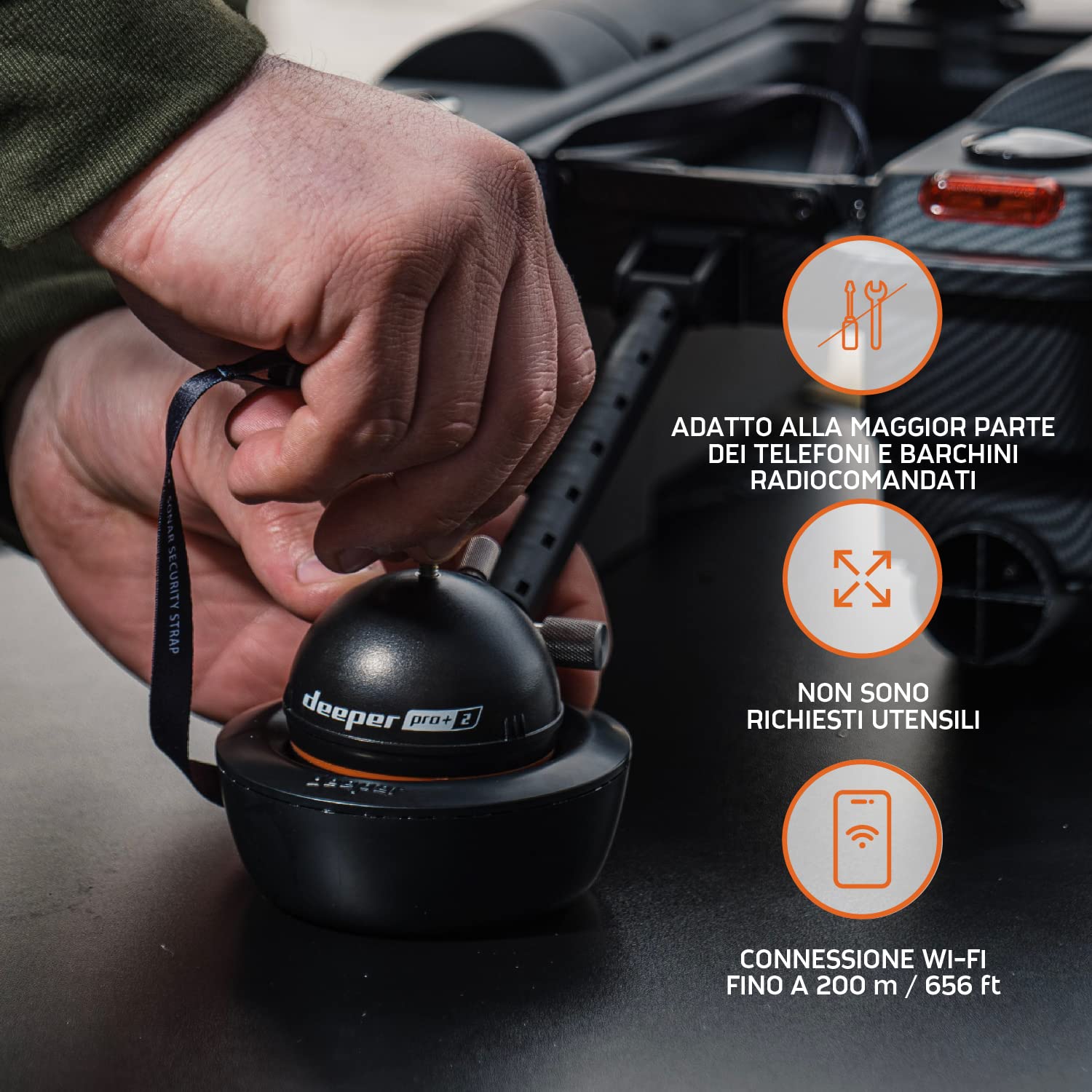 Deeper Range Extender Kit per la nave da cibo, accessori da pesca, WiFi Extender Booster per la pesca alla carpa, compatibile con Deeper Sonar