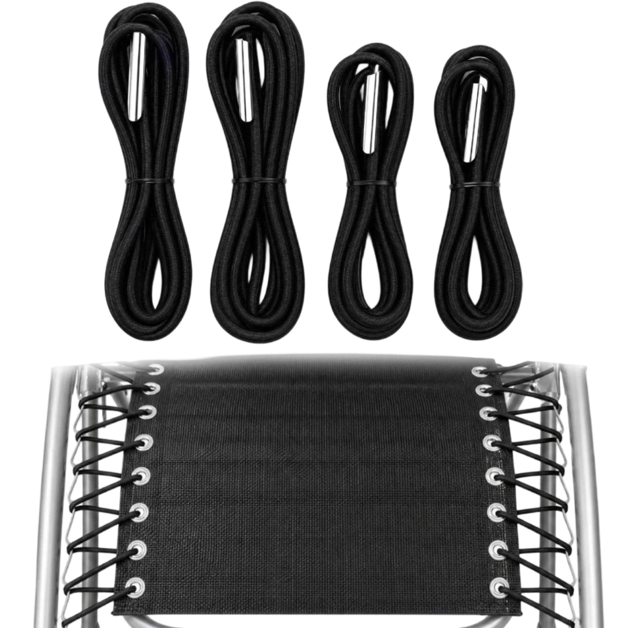 4 PCS Replacement Cord for Zero Gravity Chair, Universal Elastic Replacement Cords Repair Kit for Sun Loungers, Garden Chairs and Outdoor Recliners, Durable Repair Tool Kit for Chair Bungee Cord Repla