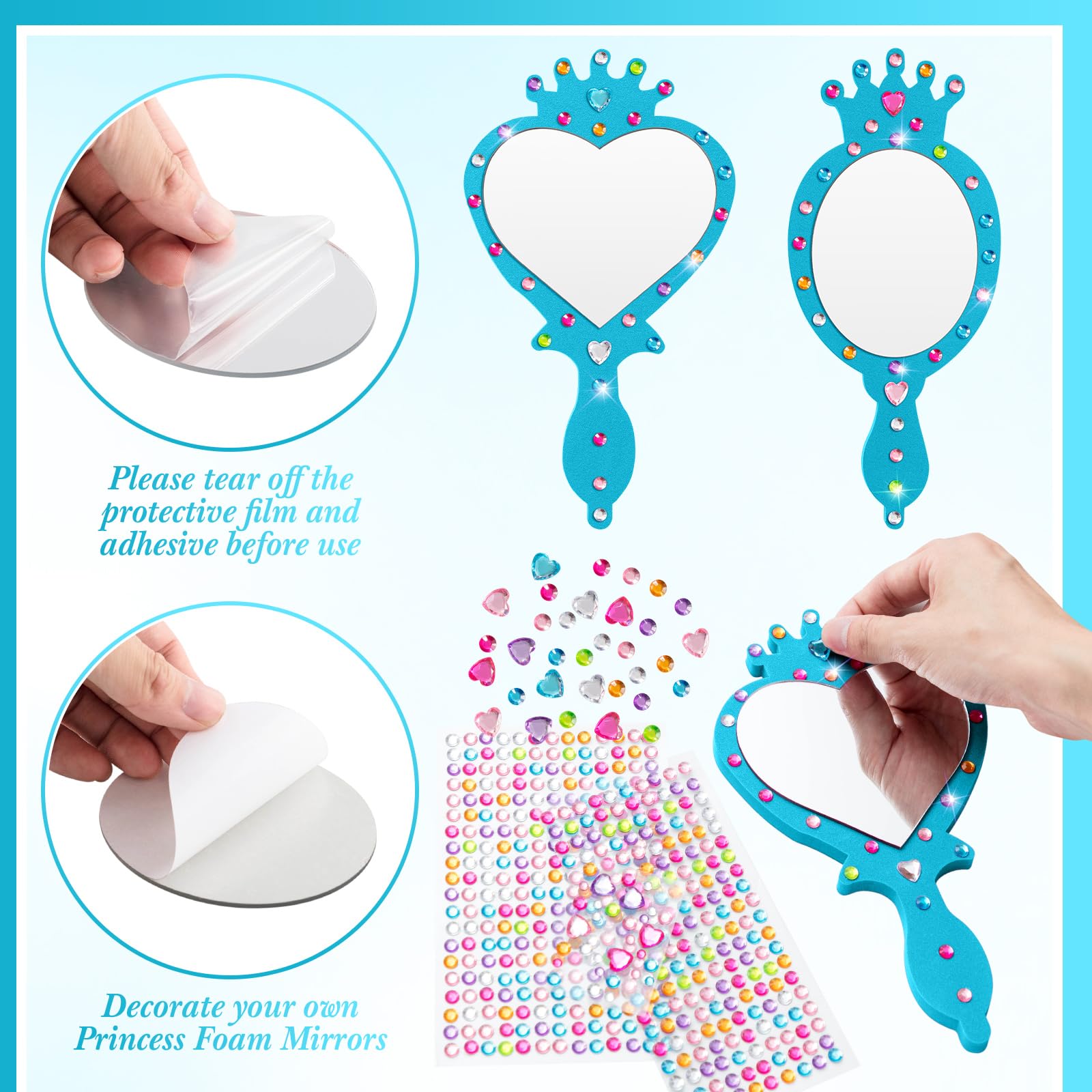 Geetery Lot de 20 miroirs incassables en mousse pour enfants - Décoration de fête - Bleu