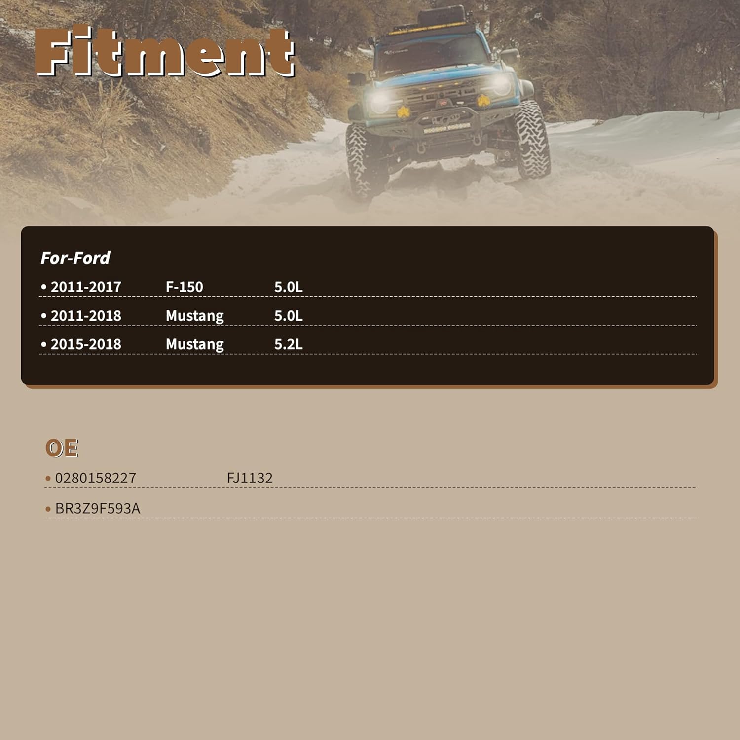 Fuel Injectors Fit for/Ford F150 2011-2017 5.0L for/Mustang 2011-2018 5.0L 5.2L Replace# 0280158227 BR3Z9F593A 8PCS