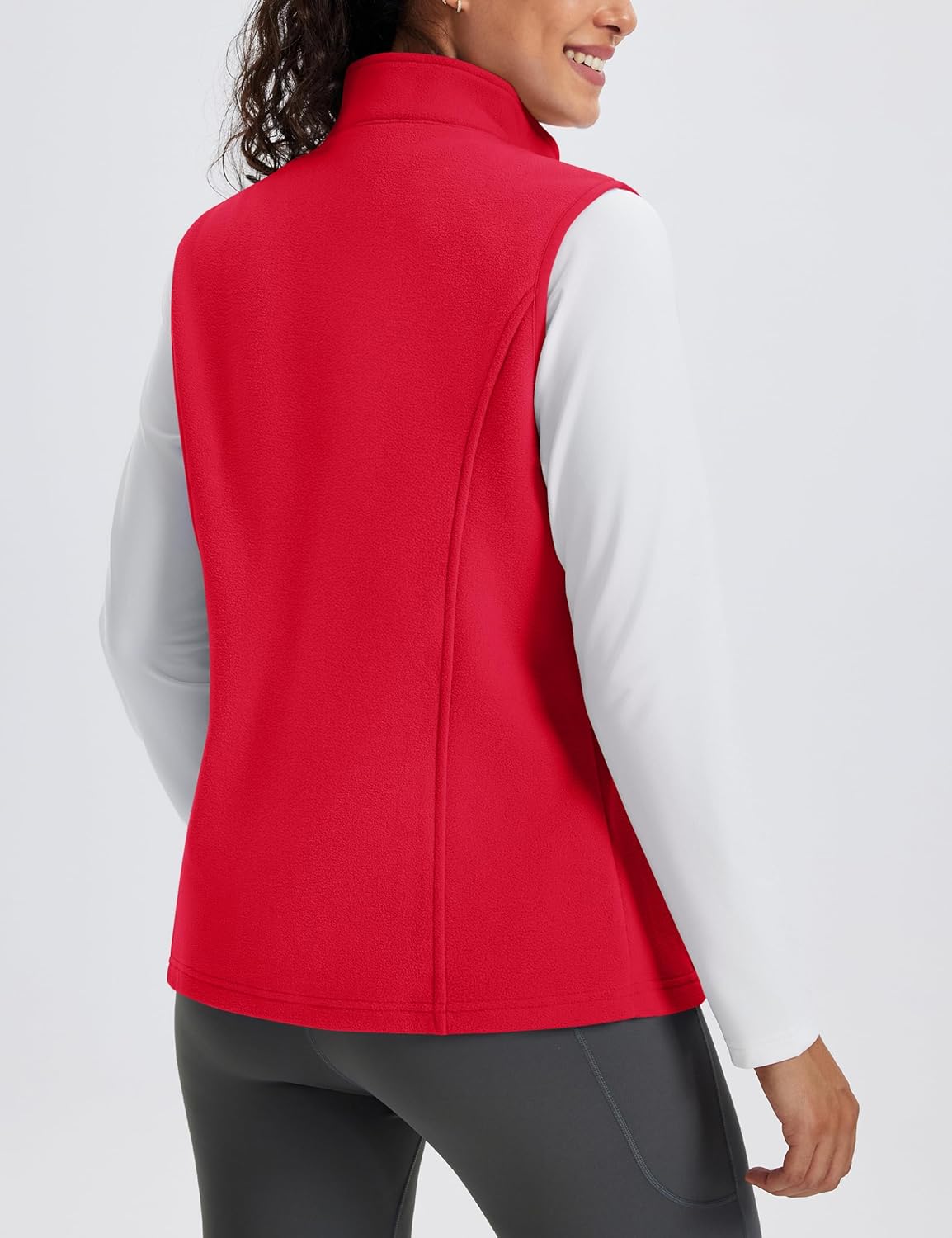 MAGCOMSEN Women's Fleece Vest Outerwear Sleeveless Lightweight Zip Jacket Warm Soft Hiking Running Vest Zipper Pockets