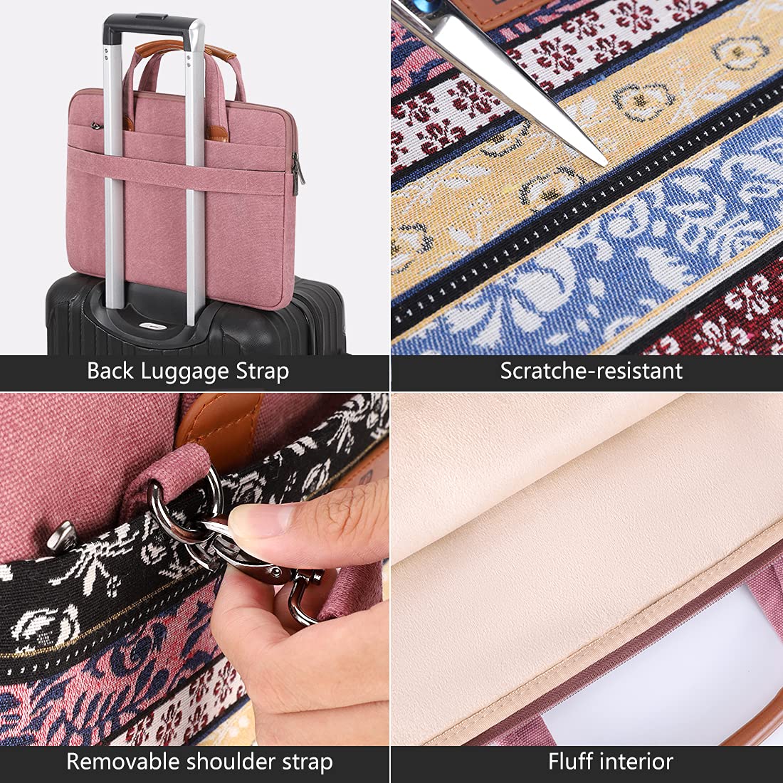 Roze/rood Domiso 17-17.3 Inch Laptoptas - Waterdichte Aktetas Schoudertas Notebooktas