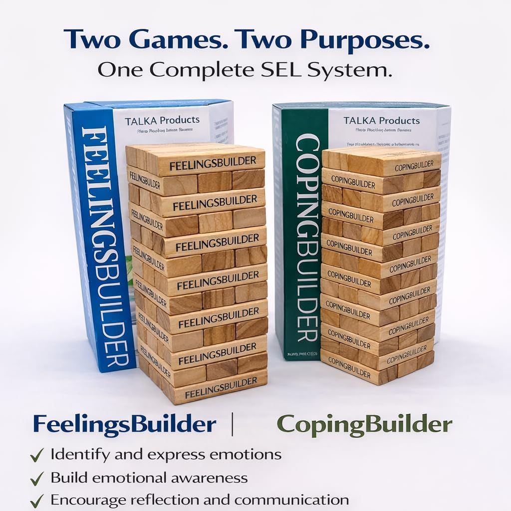 SEL Therapy Game Bundle – FeelingsBuilder + CopingBuilder Emotional Awareness & Coping Skills Games for Kids & Teens, Social Emotional Learning Tool for Home, School & Counseling