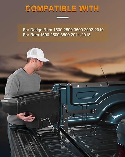 Miniatura 7 de ROADFAR Caja de almacenamiento para caja de camioneta con contraseña para Dodge Ram 1500 2500 3500 2002-2010, para Ram 1500 2500 3500 2011-2018