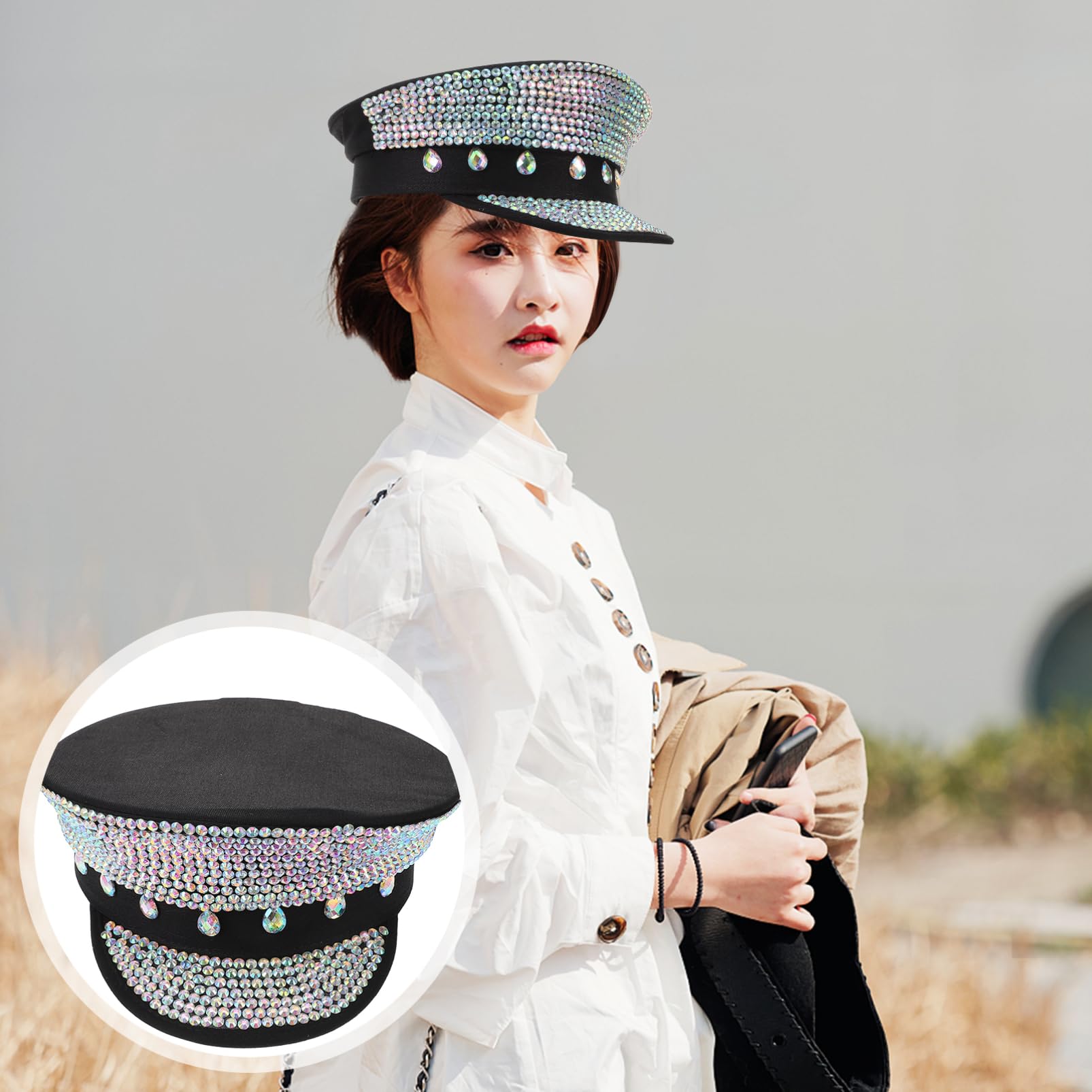 LIFKOME Berretto della Marina Cappello da Roccia per Yacht Cappello da Pirata da Festa Cappelli Pazzo a Cilindro Adulto Fedora Caps Poliestere Silver